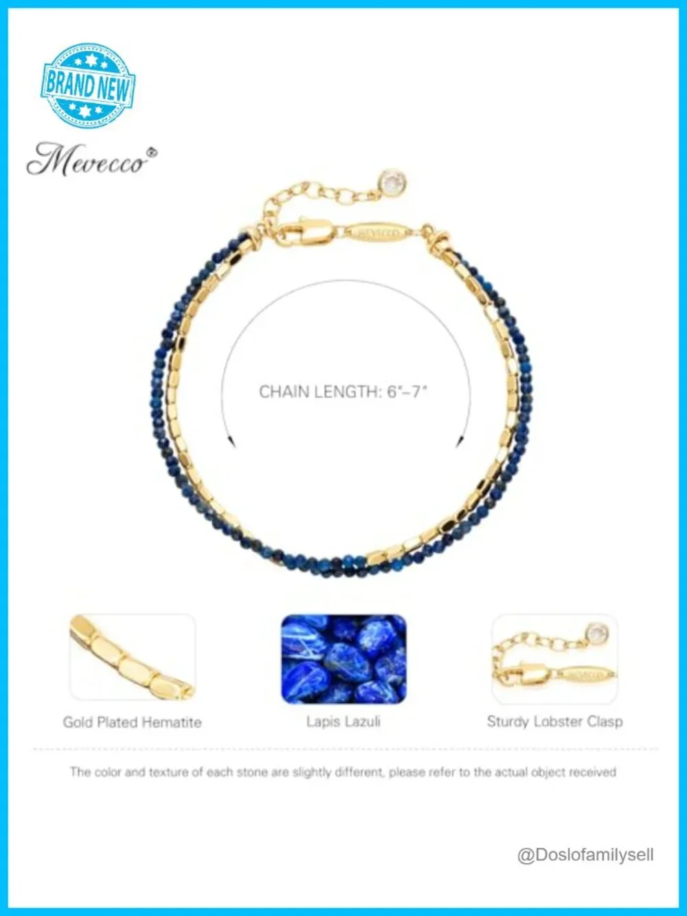 Layered Stone Mixed Bracelet 18K Gold Plated Handmade Charm Chain Bracelet